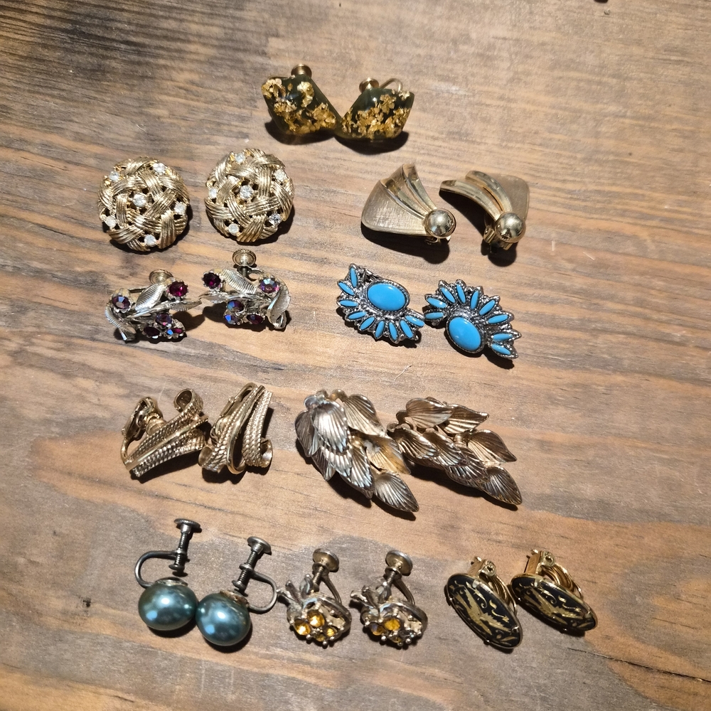 Vintage Costume Earrings Crown Trifari, Star And More
